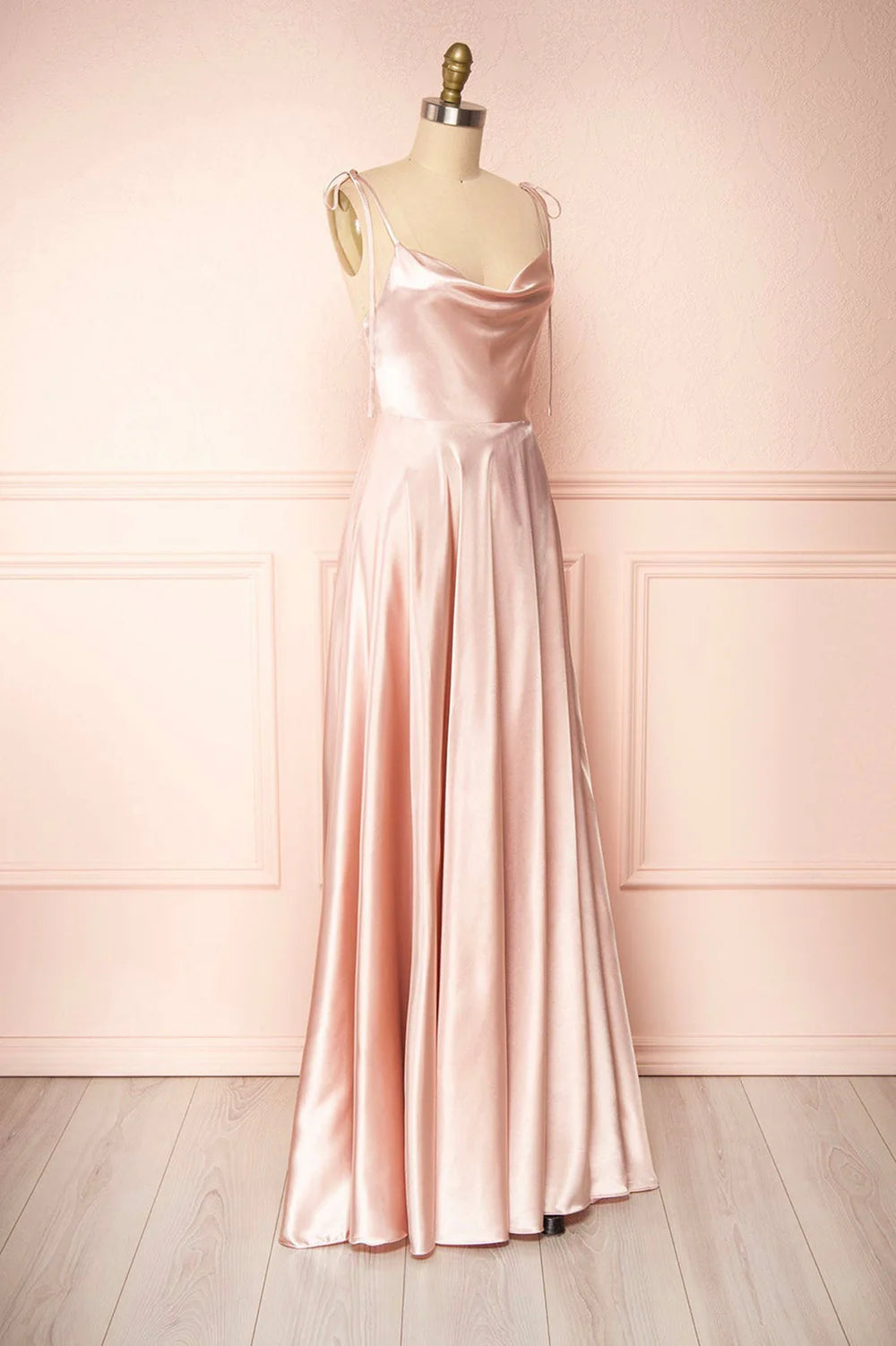 A-Line Simple Spaghetti Satin Long Prom Dress