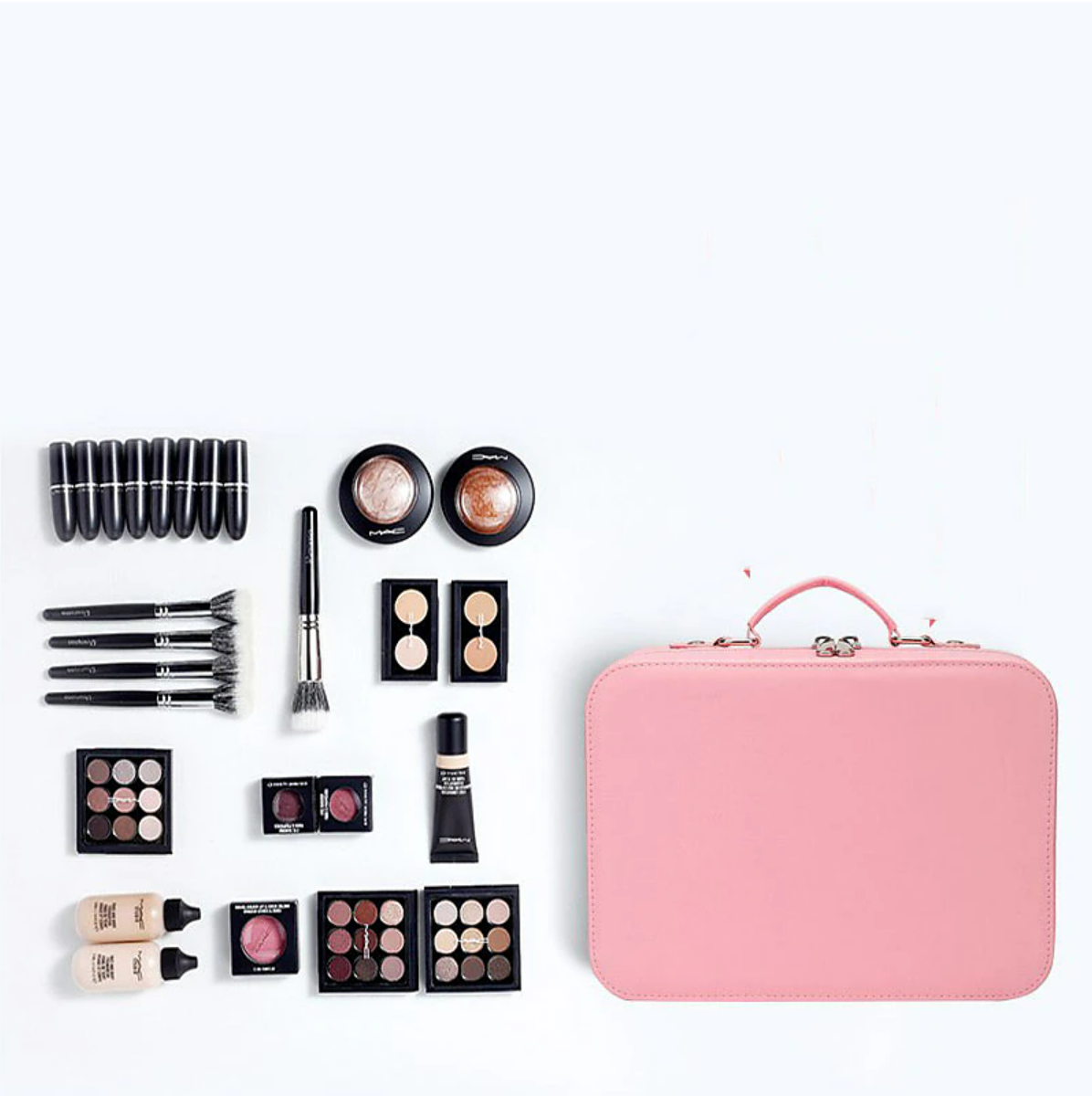 Double Layer Travel Makeup Bag Portable Cosmetic Bag with Divider Organizer Case for Storage Cosmetics Make up Brush Large Capacity Toiletry Bag for Women and Girls