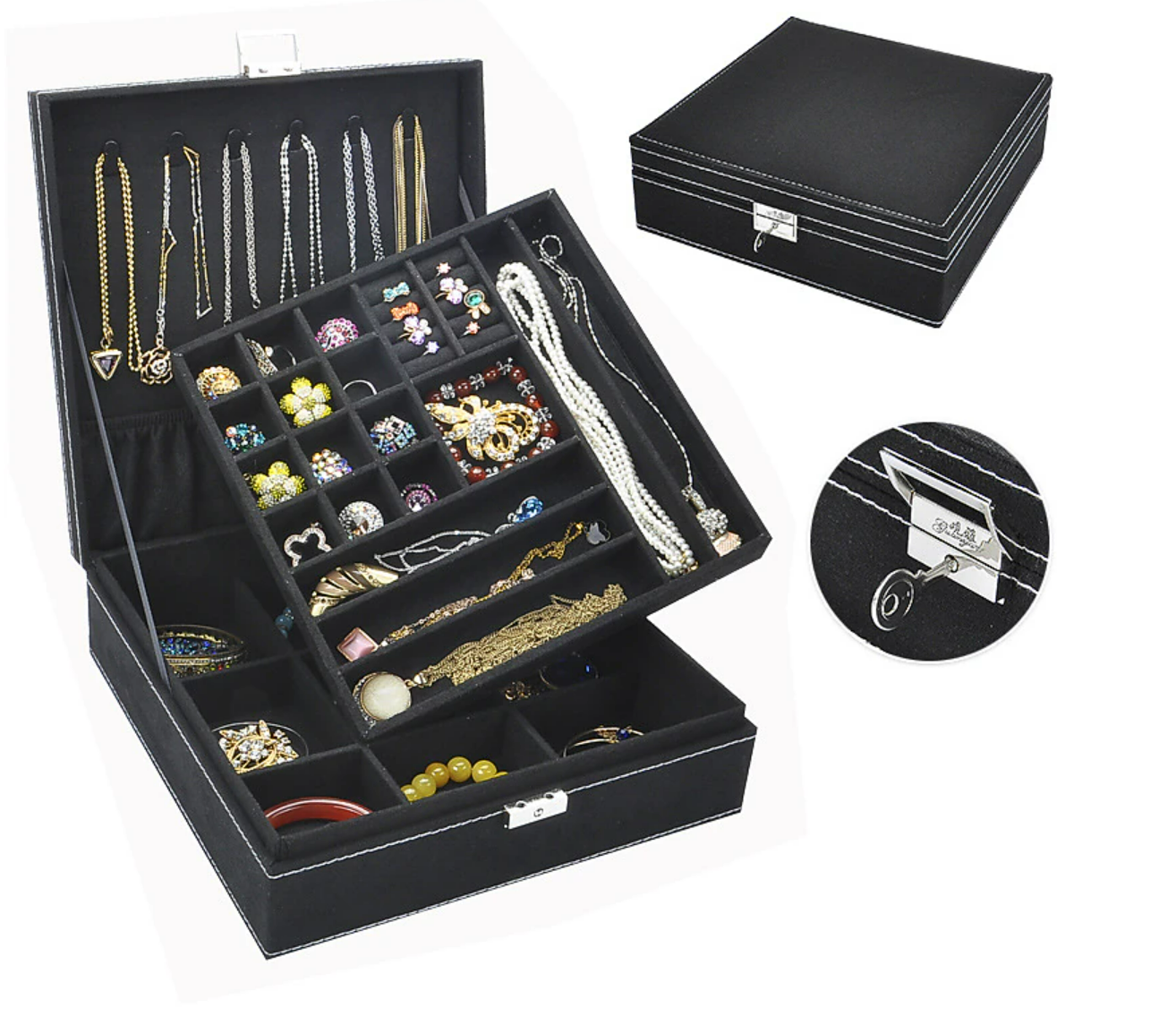 One Box Of 12 Double Layered Square Jewelry Storage Boxes With Velvet Fabric