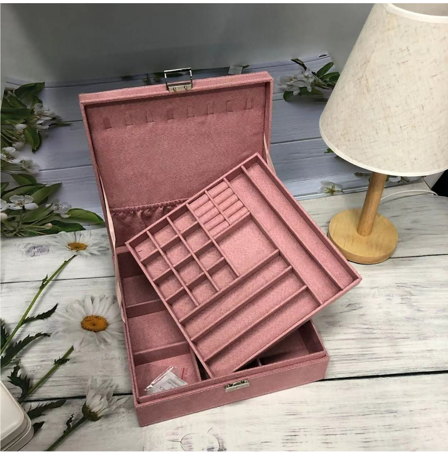 One Box Of 12 Double Layered Square Jewelry Storage Boxes With Velvet Fabric