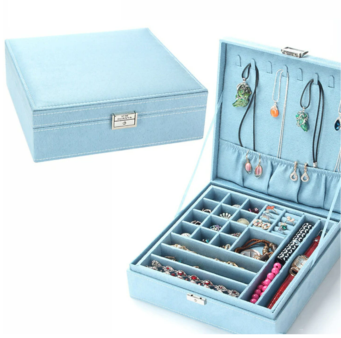 One Box Of 12 Double Layered Square Jewelry Storage Boxes With Velvet Fabric