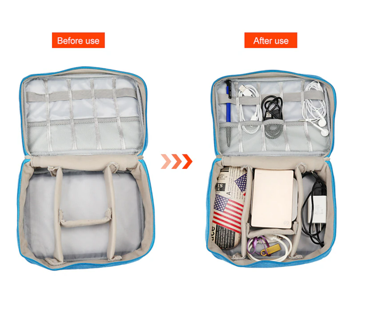 Travel Cable Bag Portable Digital USB Gadget Organizer Charger Wires Cosmetic Zipper Storage Pouch kit Case Accessories Supplies