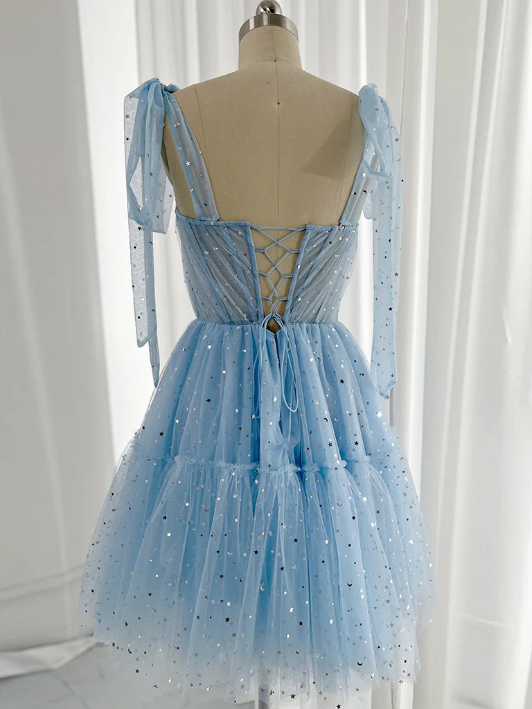 A-Line Sweetheart Neck Tulle Short Prom Dress