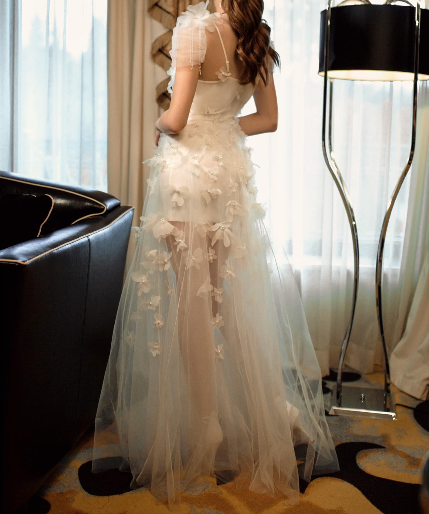 Bride Robe with 3D Butterfly flowers boudoir dress Floral Bridesmaid Robes Bridesmaid Robes wedding peignoir