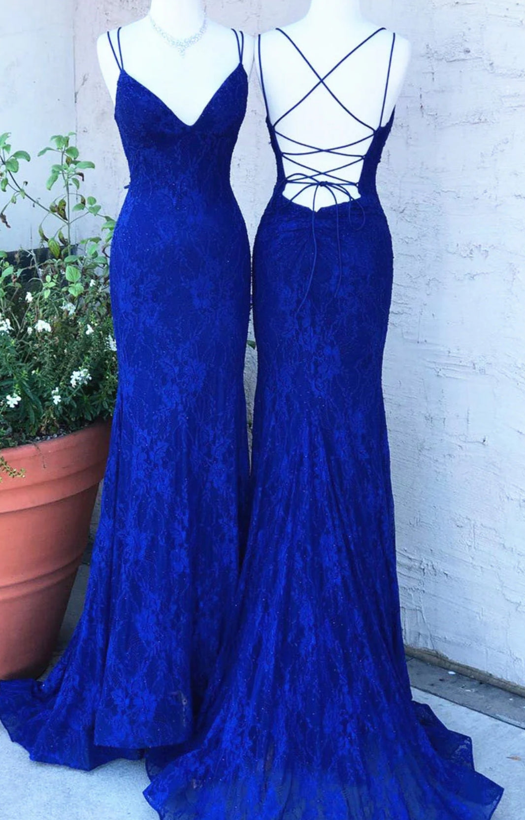 A-line Lace Sheath Open Long Back Prom Dresses