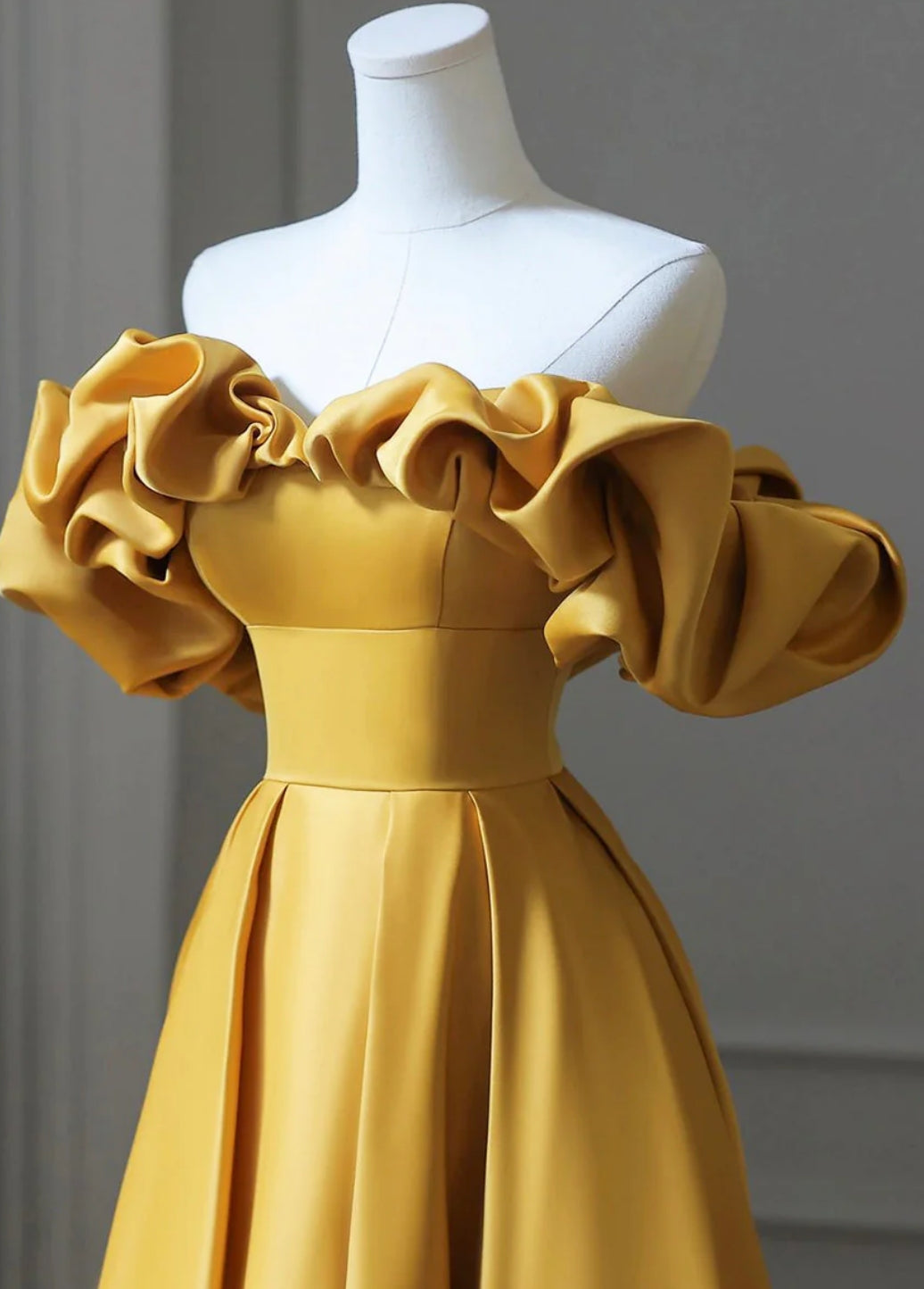 A-Line Off Shoulder Satin Long Prom Dress Formal Evening Dresses