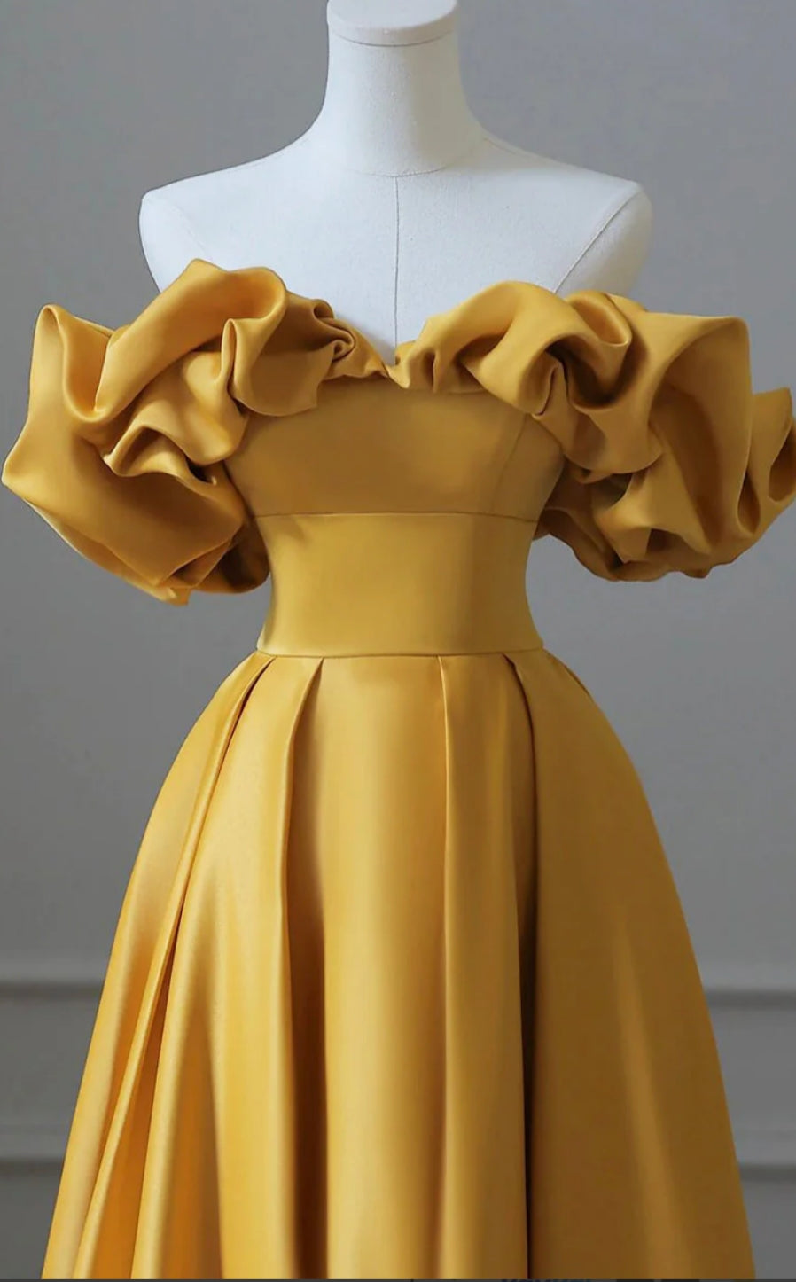 A-Line Off Shoulder Satin Long Prom Dress Formal Evening Dresses