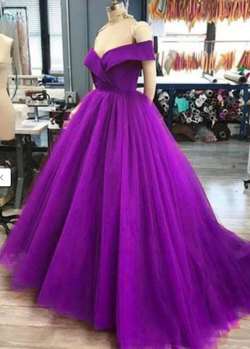 A-line Long Chiffon Off the Shoulder Lace Prom Dresses Formal Dress