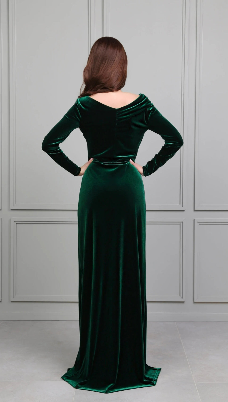 A-line Velvet Long Sleeve Bridesmaid Dress Formal Dresses for Wedding Guest Cocktail Dress Mother of the Bride Dresses