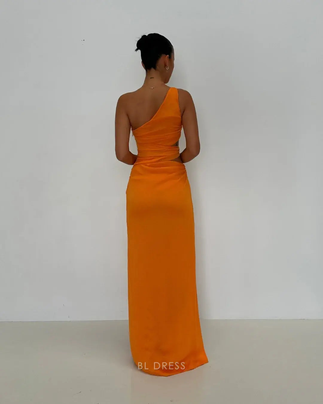 Sheath Simple One Shoulder Satin formal dresses Bridesmaid Dresses evening gown Prom Dress