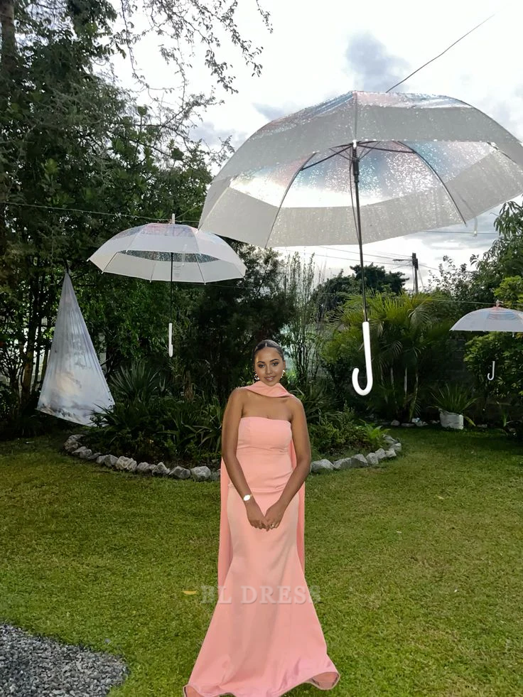 Mermaid Strapless Pink formal dresses Bridesmaid Dresses evening gown Prom Dress