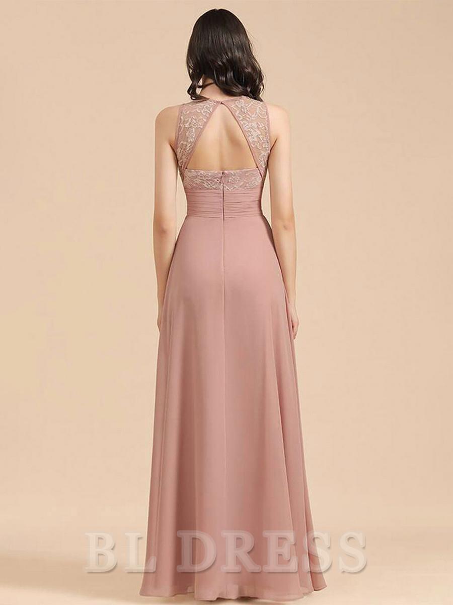 A-Line Sleeveless Floor-Length Zipper Chiffon formal dresses evening gown Prom Dress