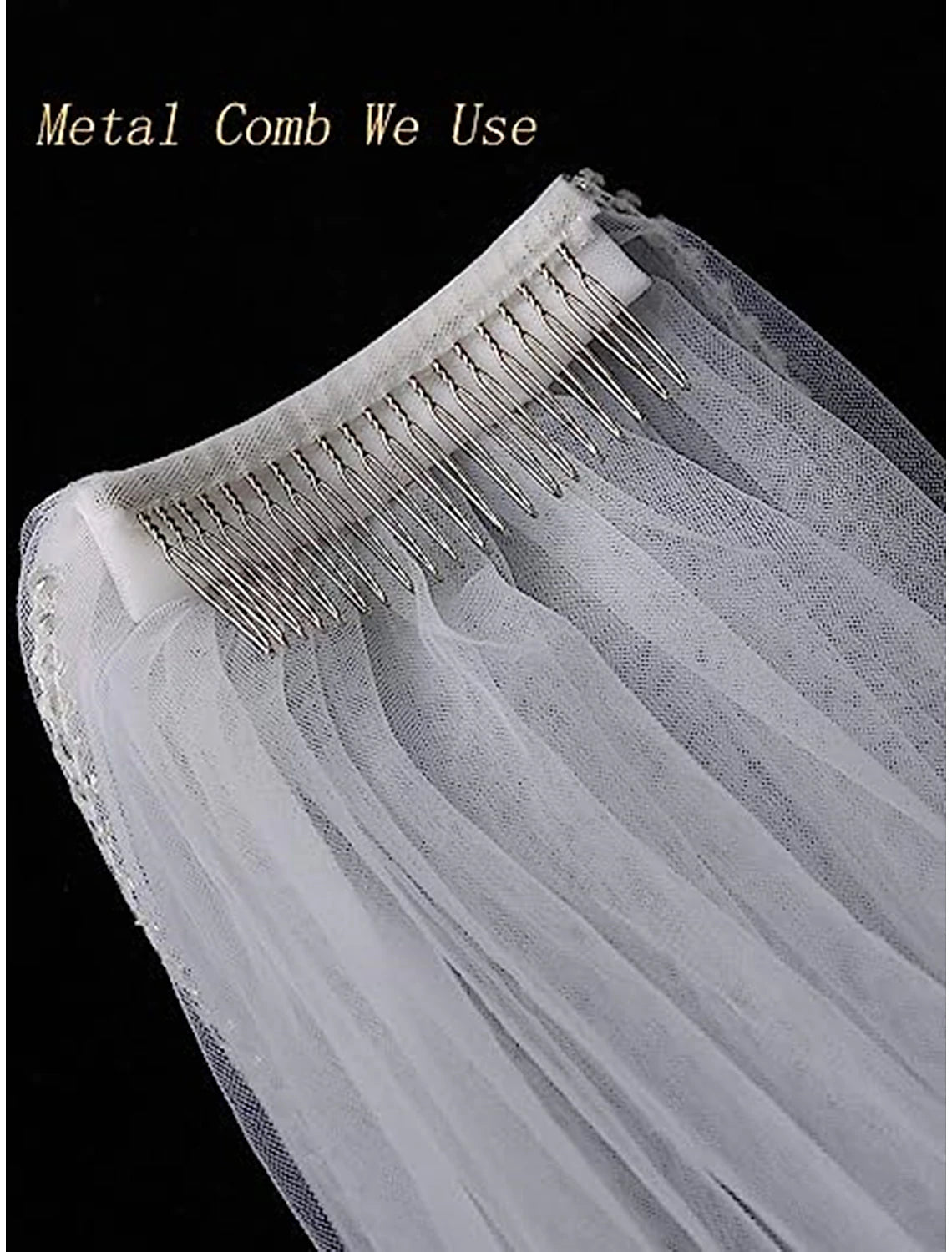 One-tier / Lace Wedding Veil Cathedral Veils with Embroidery / Appliques / Paillette 118.11 in (300cm) Tulle