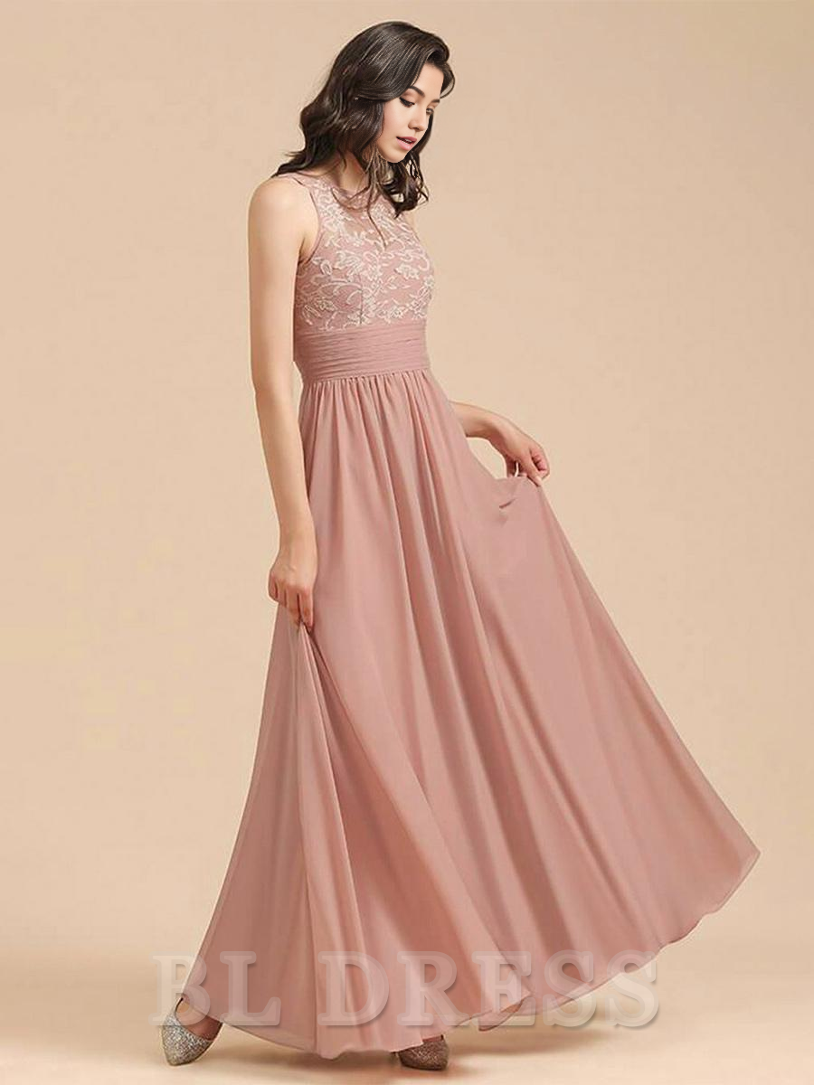 A-Line Sleeveless Floor-Length Zipper Chiffon formal dresses evening gown Prom Dress