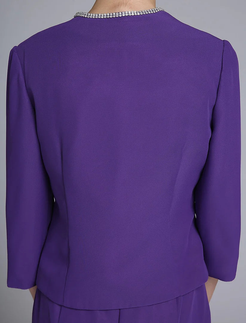 Mermaid / Trumpet Mother of the Bride Dress V Neck Knee Length Chiffon 3/4 Length Sleeve No with Beading