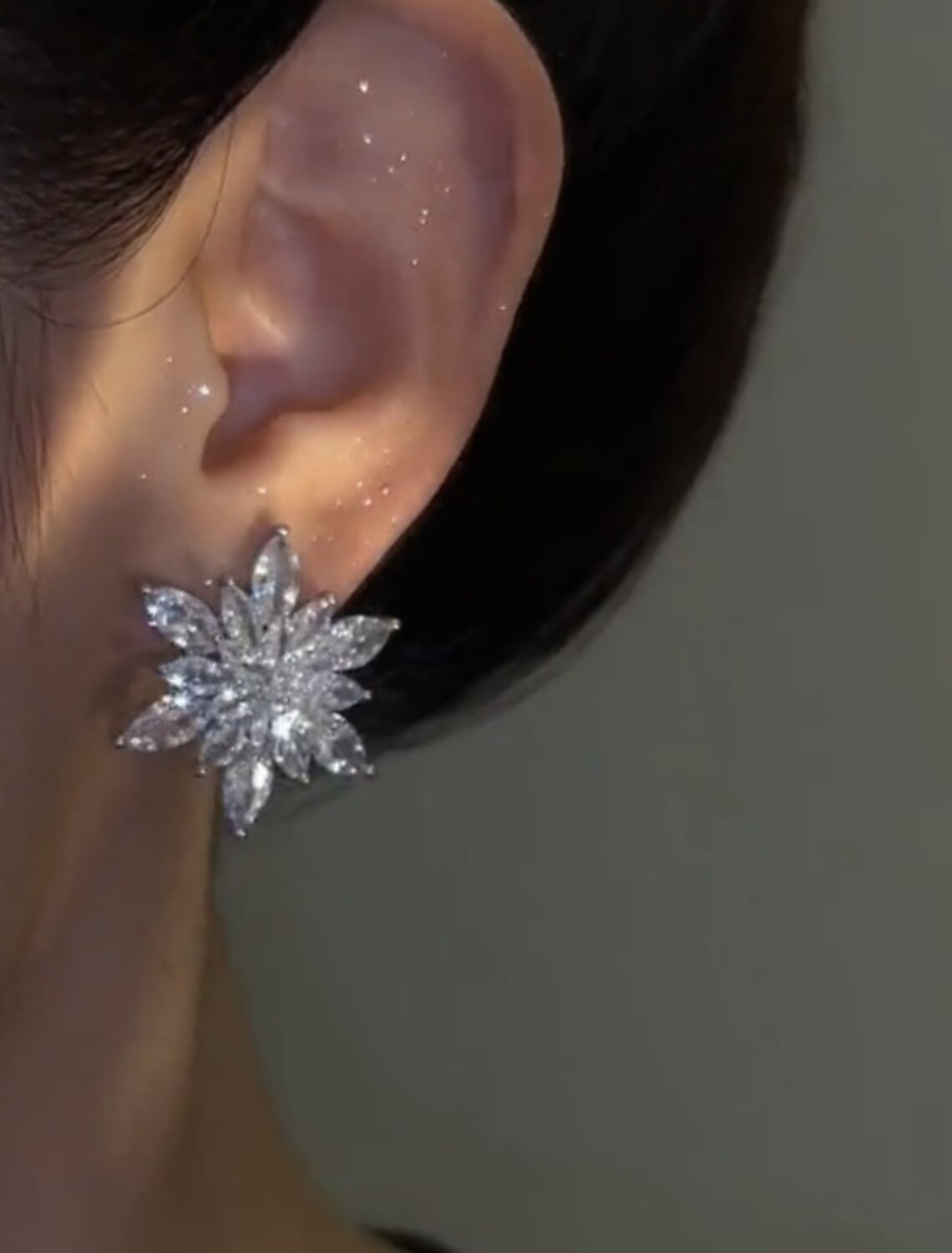 Women's Zircon Stud Earrings Jewelry Classic Precious Flower Shape Stylish Simple Earrings Jewelry Silver For Gift Festival 1 Pair