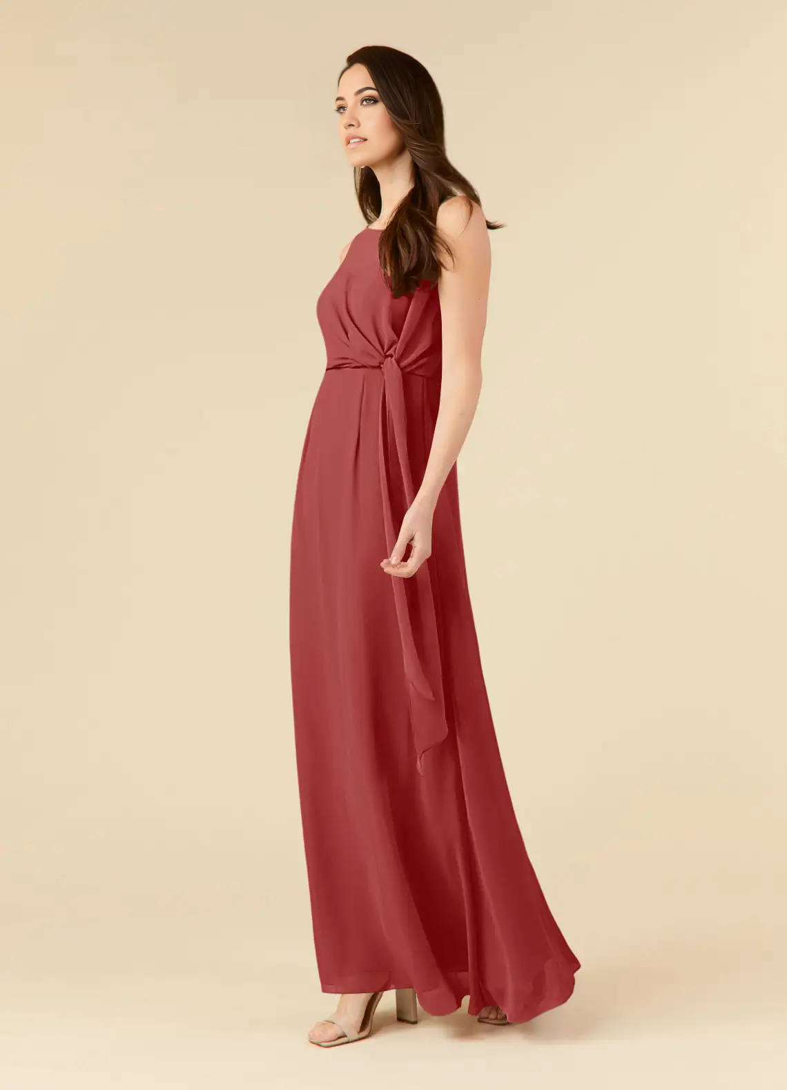 A-Line Scoop Pleated Chiffon Rust formal dresses evening dress Mother of the Bride Dresses