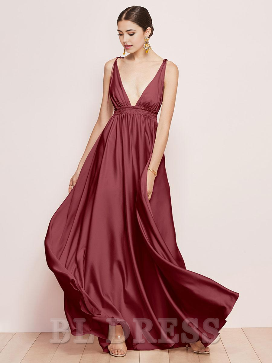 A-Line Floor-Length Satin Fabric formal dresses Bridesmaid Dresses evening gown Prom Dress