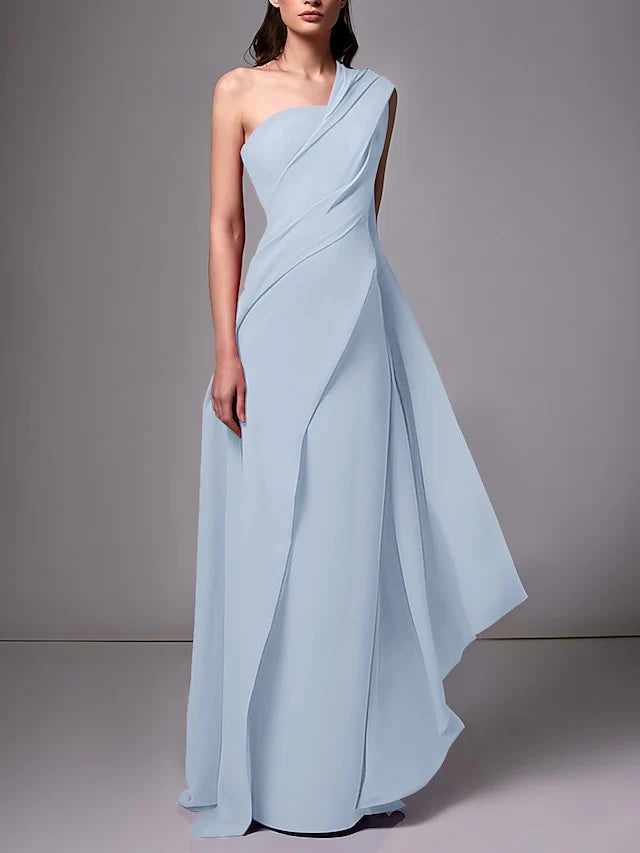 Sheath One Shoulder Sleeveless Evening Dresses