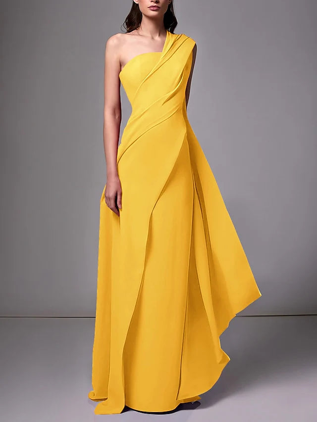 Sheath One Shoulder Sleeveless Evening Dresses