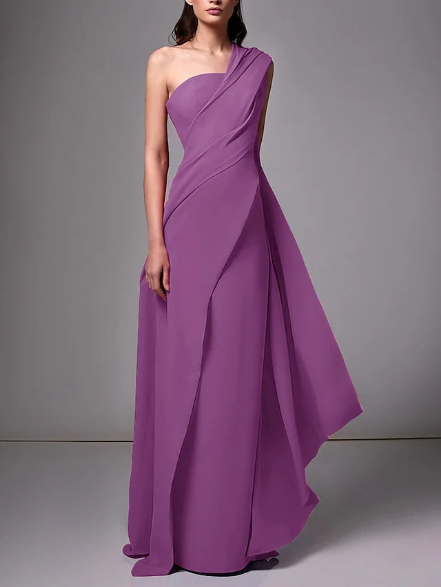 Sheath One Shoulder Sleeveless Evening Dresses