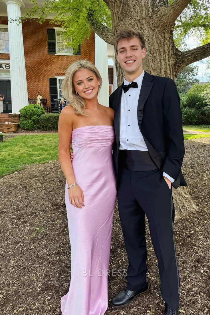 Sheath Strapless Pink formal dresses Bridesmaid Dresses evening gown Prom Dress