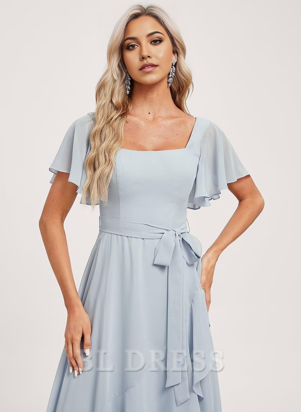 A-line Square Neck Chiffon formal dresses Bridesmaid Dresses evening gown Prom Dress