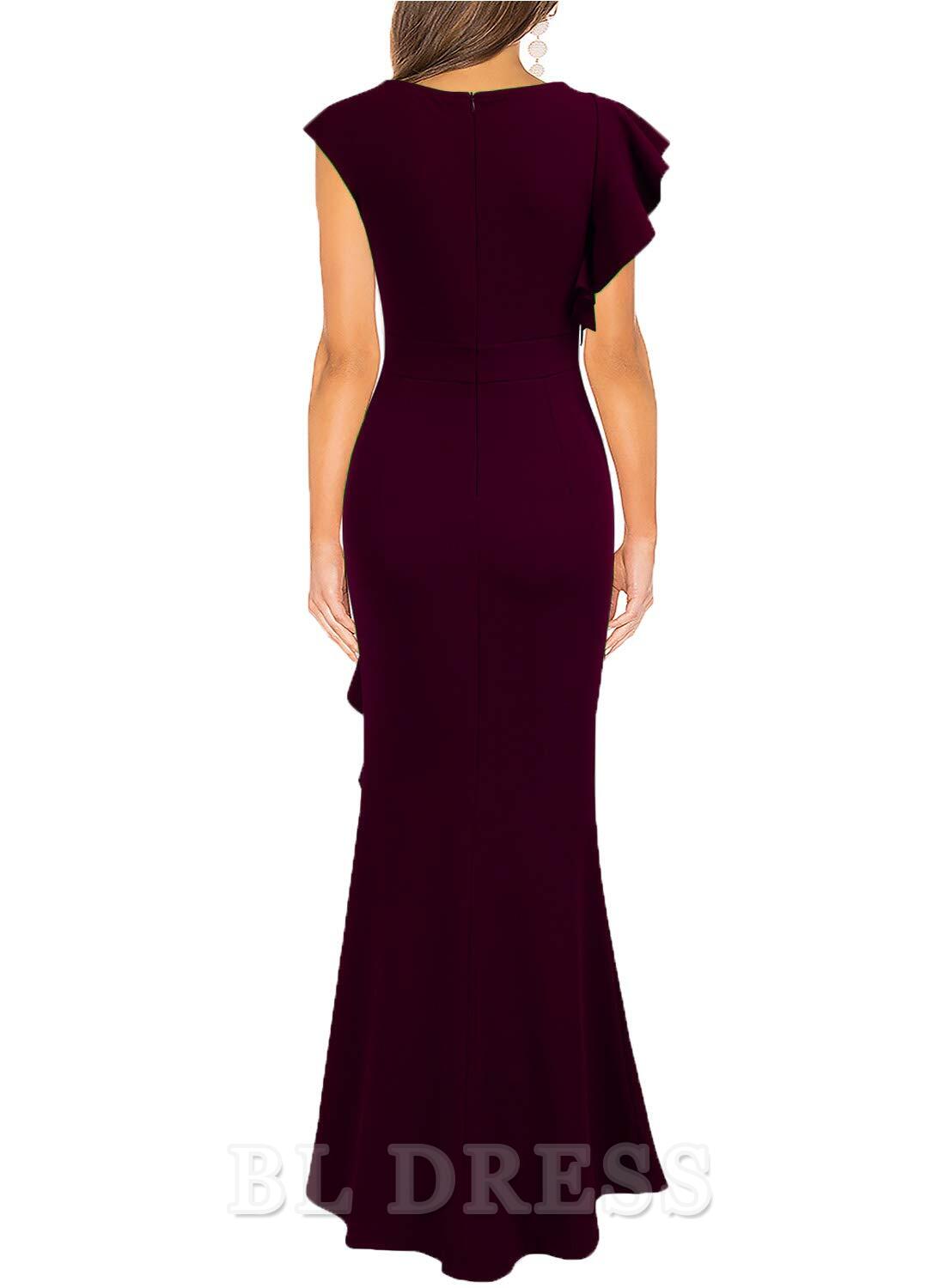 Mermaid Crew Neck Split Bodycon formal dresses Wedding Guest Dress evening gown Bridesmaid Dresses