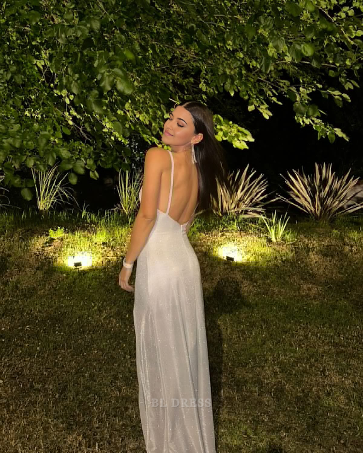 Sheath V-Neck Sparkling formal dresses Bridesmaid Dresses evening gown Prom Dress With Split