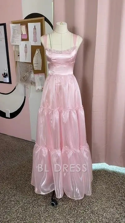 A Line Sweetheart Pink Long formal dresses Bridesmaid Dresses evening gown Prom Dress