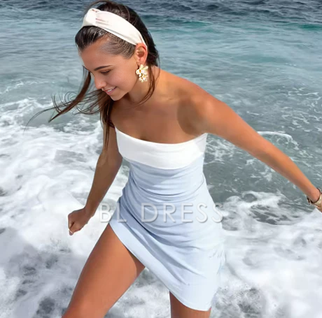 Strand ärmelloses trägerloses Tube Bodycon Homecoming-Kleid Abendkleider Brautjungfernkleider Abendkleid Ballkleid