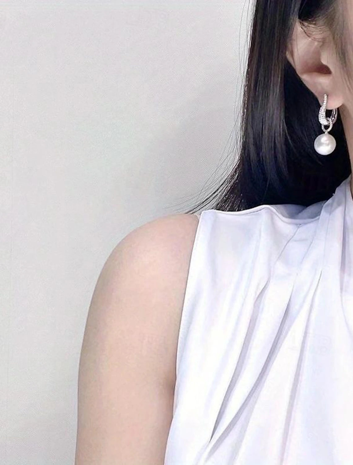 Pearl Drop Earrings Fine Classic Precious Stylish Simple Earrings Jewelry White Sliver For Wedding Party 1 Pair