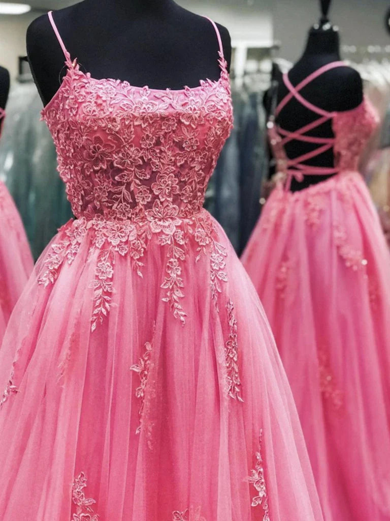 Backless Lace Long Formal Prom Dresses