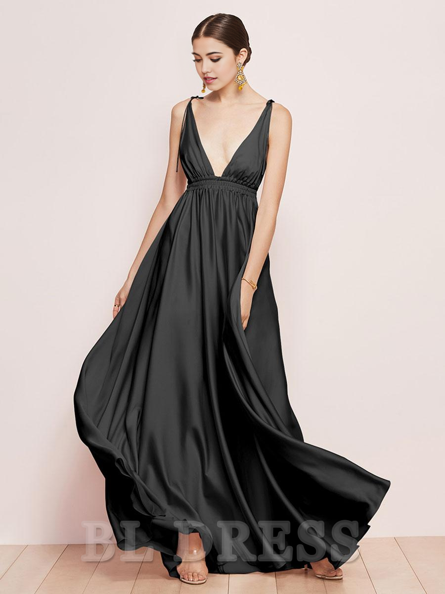 A-Line Floor-Length Satin Fabric formal dresses Bridesmaid Dresses evening gown Prom Dress