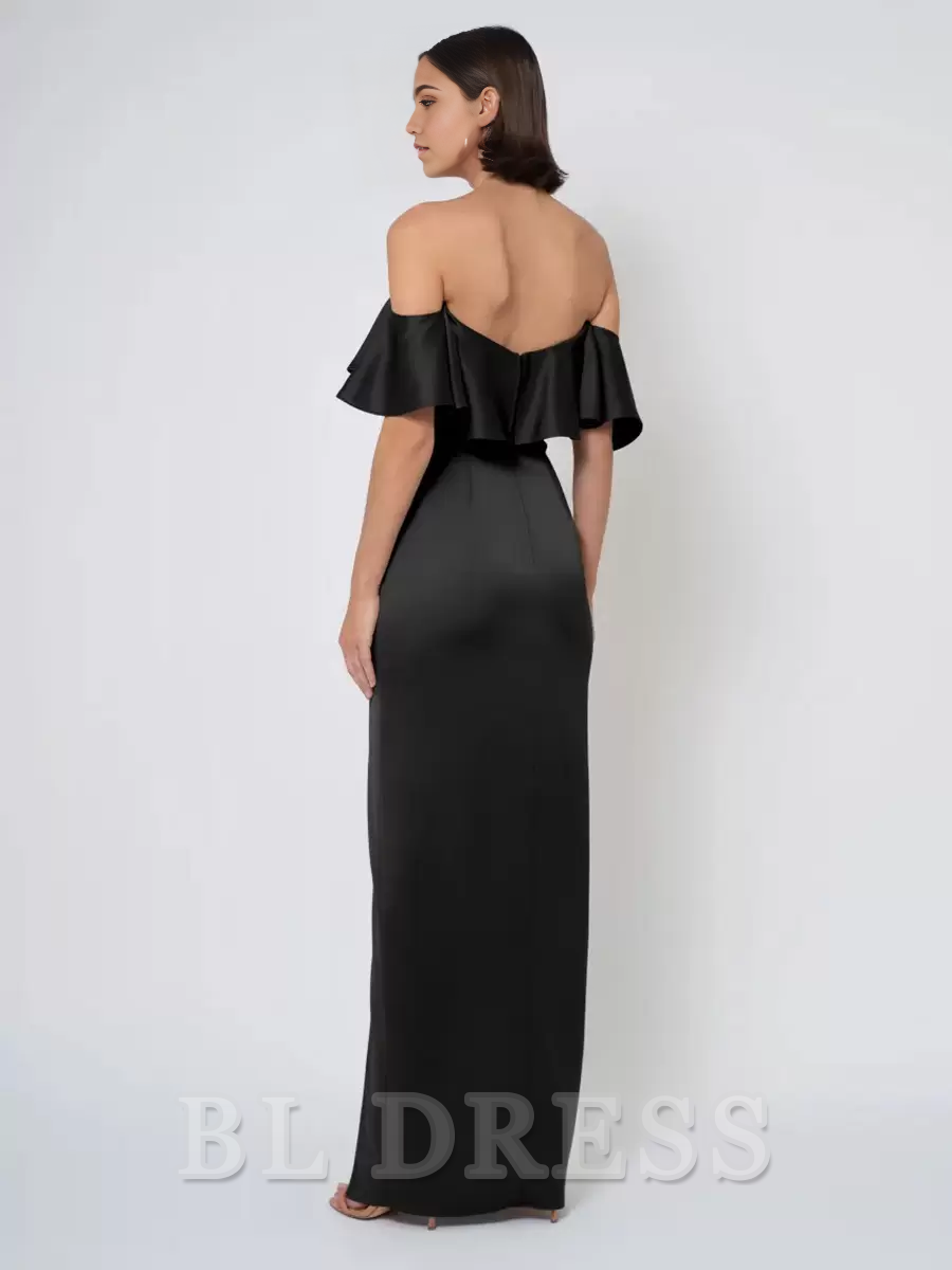 Sheath Floor-Length Satin formal dresses Bridesmaid Dresses evening gown Prom Dress