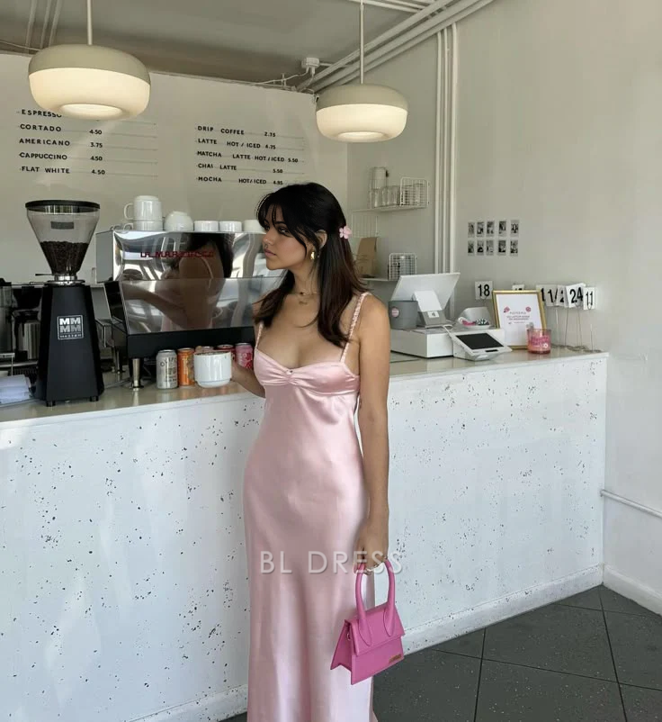 Sheath Sweetheart Satin Pink Long formal dresses Bridesmaid Dresses evening gown Prom Dress