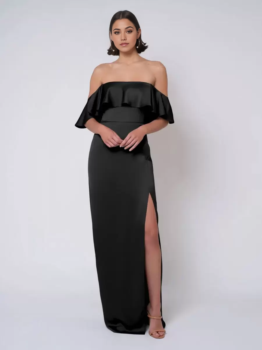 Sheath Floor-Length Satin formal dresses Bridesmaid Dresses evening gown Prom Dress