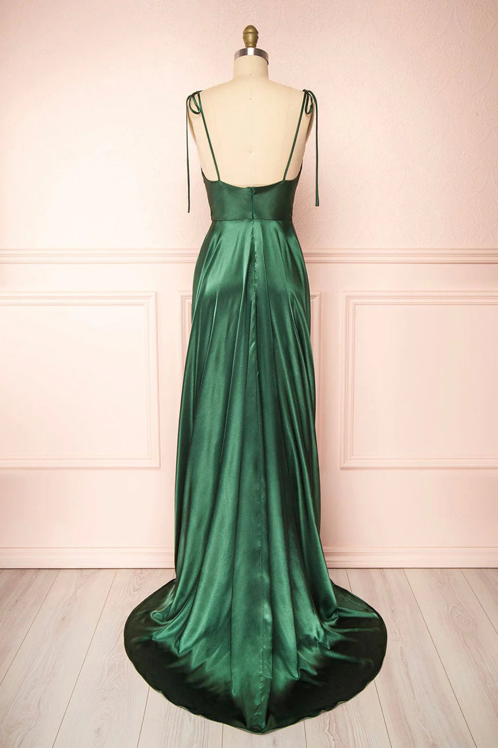 A-Line Simple Spaghetti Satin Long Prom Dress