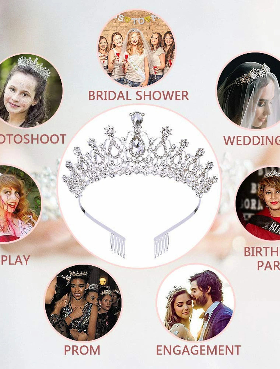 Crystal Tiara Crown for Women Prom Queen Crown Quinceanera  Crowns Princess Crown Rhinestone Crystal Bridal Crowns Tiaras for Women Silver Gold Color