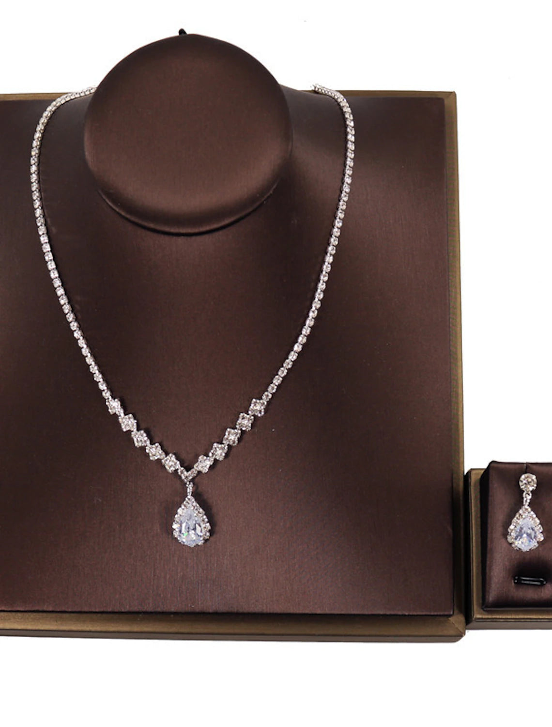 Bridal Jewelry Sets 1 set Rhinestone Chrome Earrings 1PC Pendant Women's Personalized Artistic Briolette Drop Diamond Water Drop Jewelry Set For Wedding Party