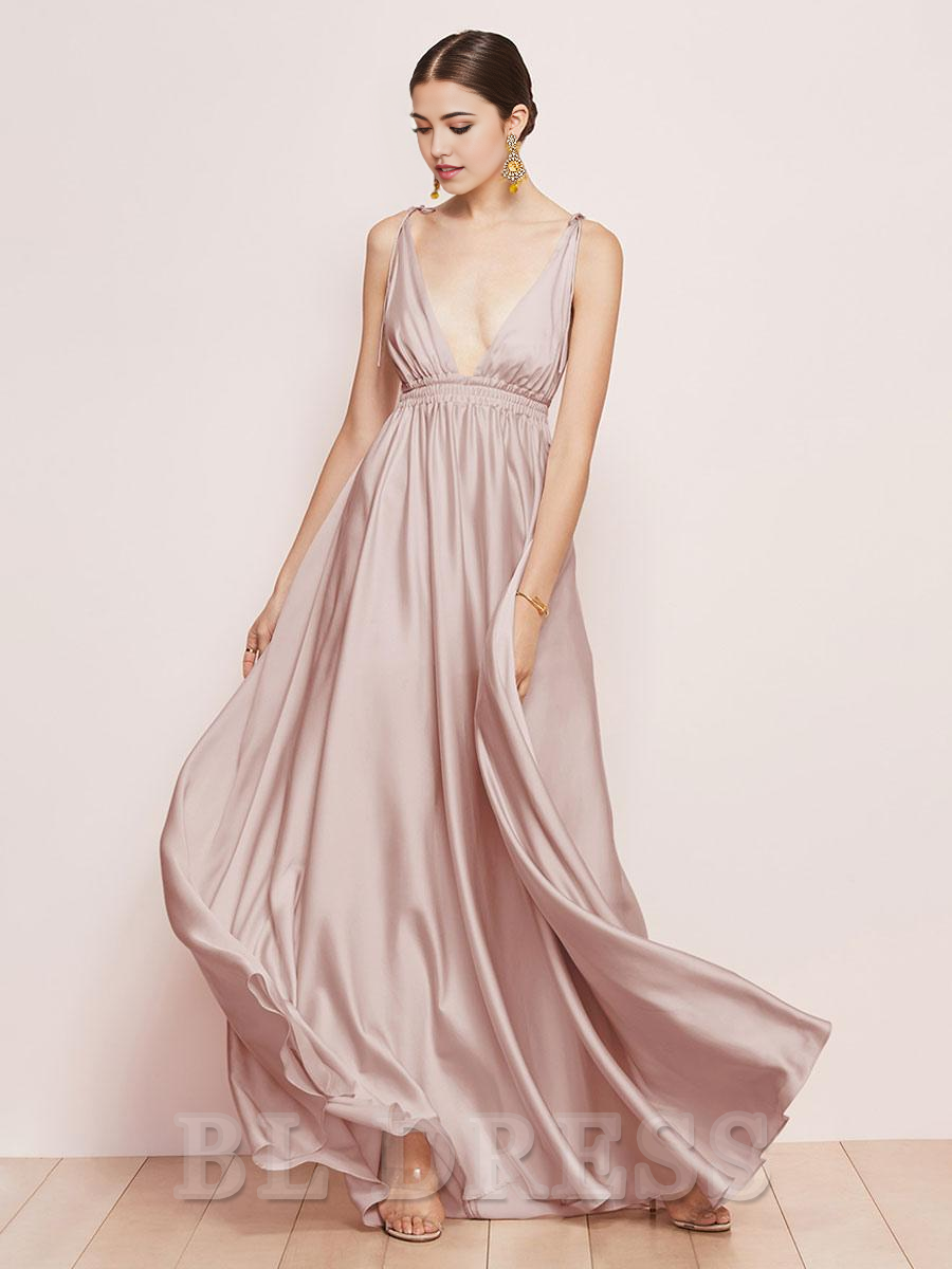 A-Line Floor-Length Satin Fabric formal dresses Bridesmaid Dresses evening gown Prom Dress