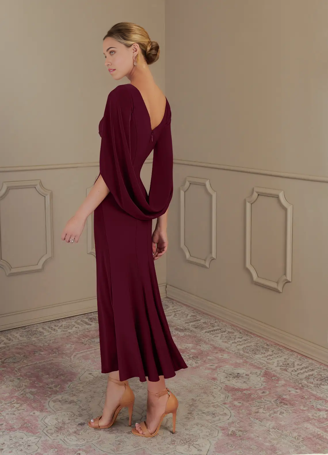 Sheath Boatneck Cabernet formal dresses evening dress Mother of the Bride Dresses