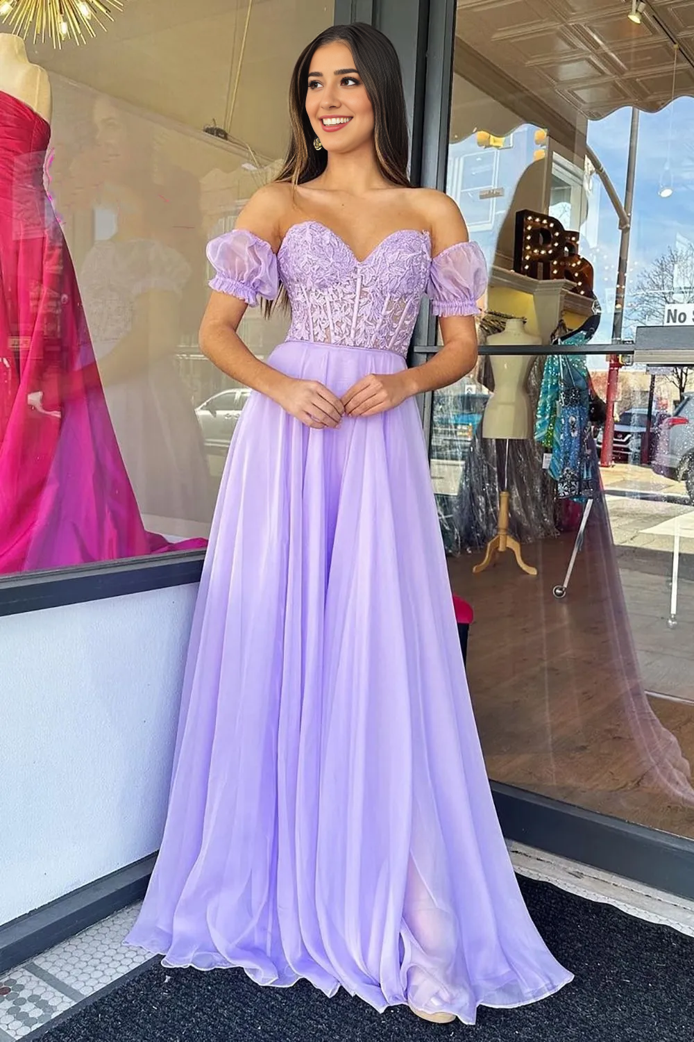 A Line Sweetheart Corset Prom Dress with Appliques