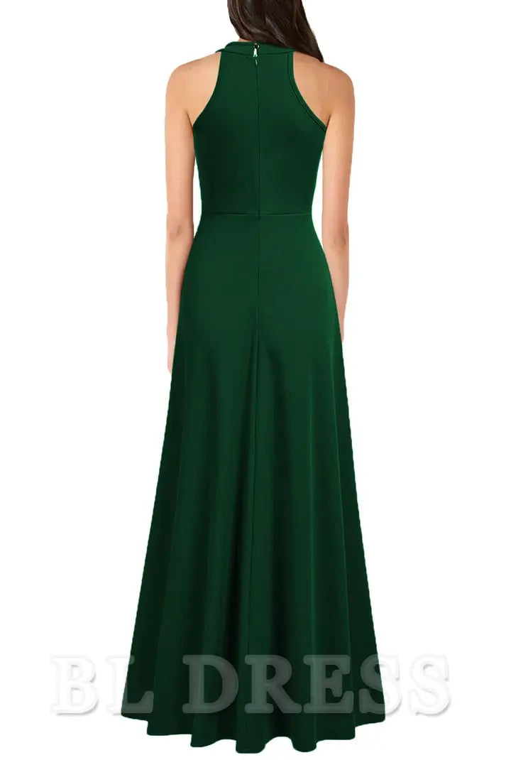 A-line Halter Neck Sexy Split evening gown formal dress Prom Dresses