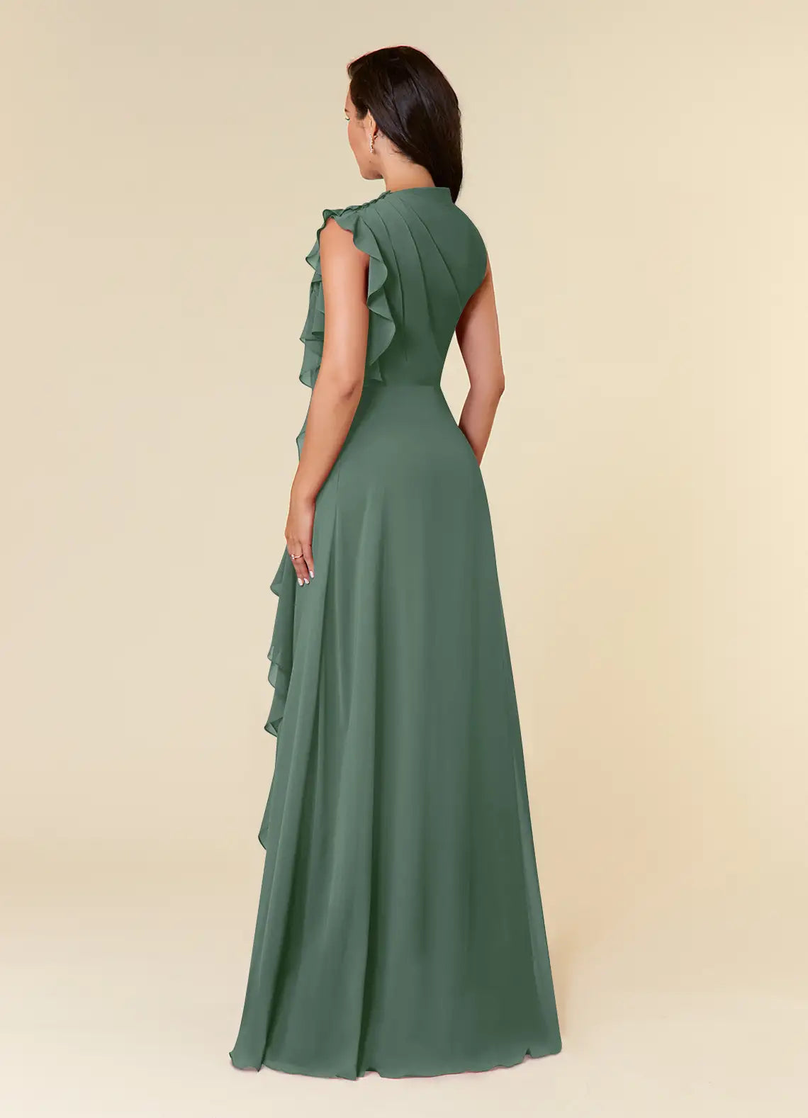A-Line High Neckline Pleated Chiffon Dress Mother of the Bride Dresses
