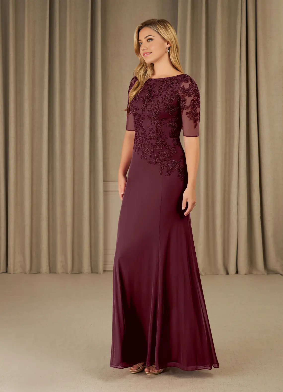 Mermaid Lace Appliques Cabernet formal dresses evening dress Mother of the Bride Dresses