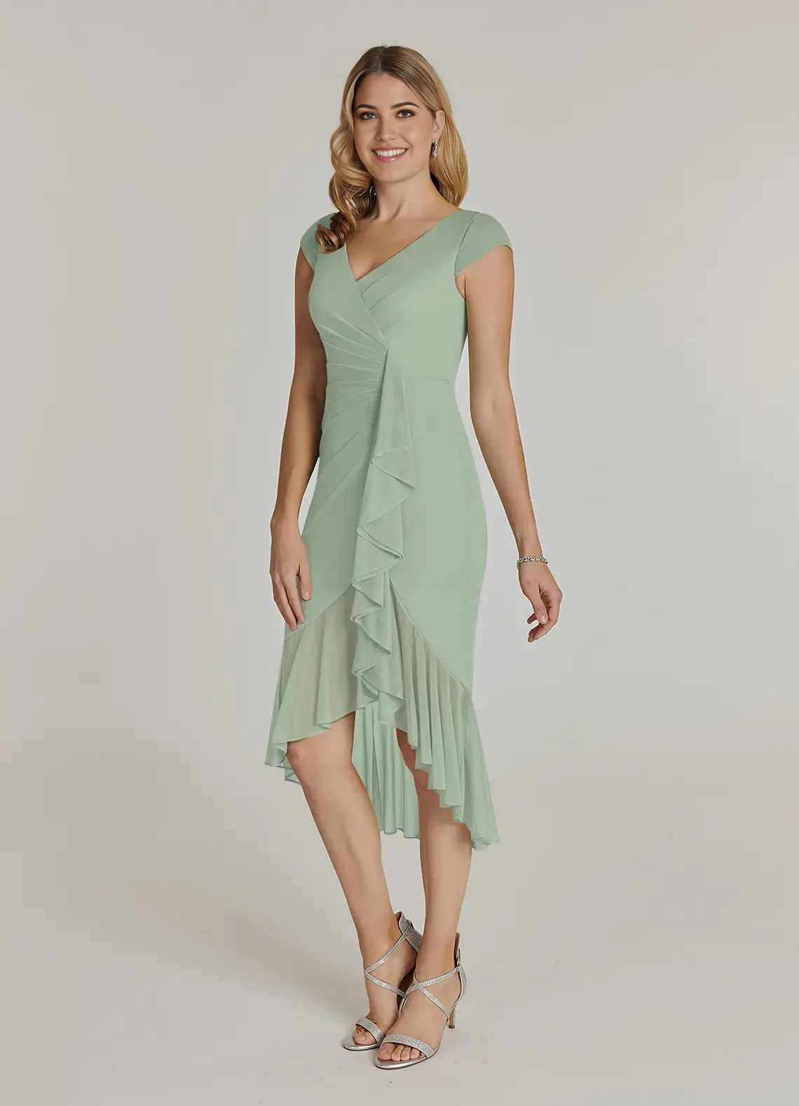 Sheath V-Neck Pleated Dusty Sage formal dresses evening dress Mother of the Bride Dresses