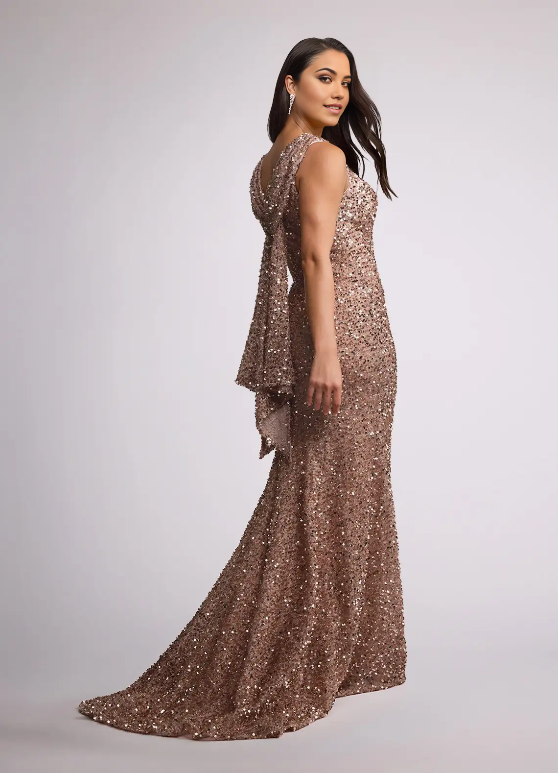 Mermaid Ruched Sequins Champagne formal dresses evening dress Mother of the Bride Dresses