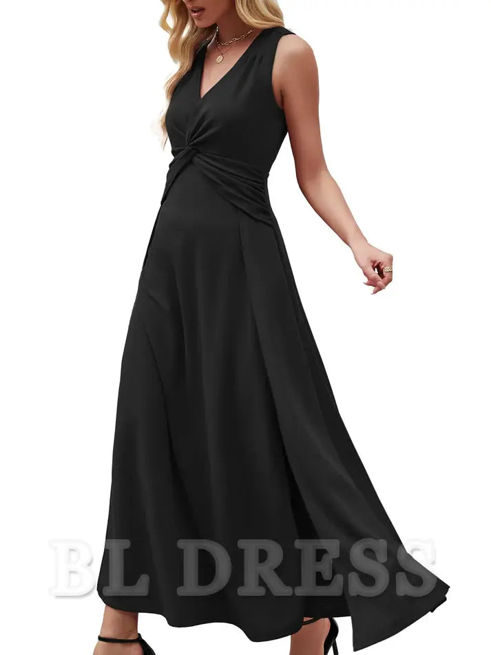 A-line V Neck Sleeveless evening gown formal dress Prom Dresses