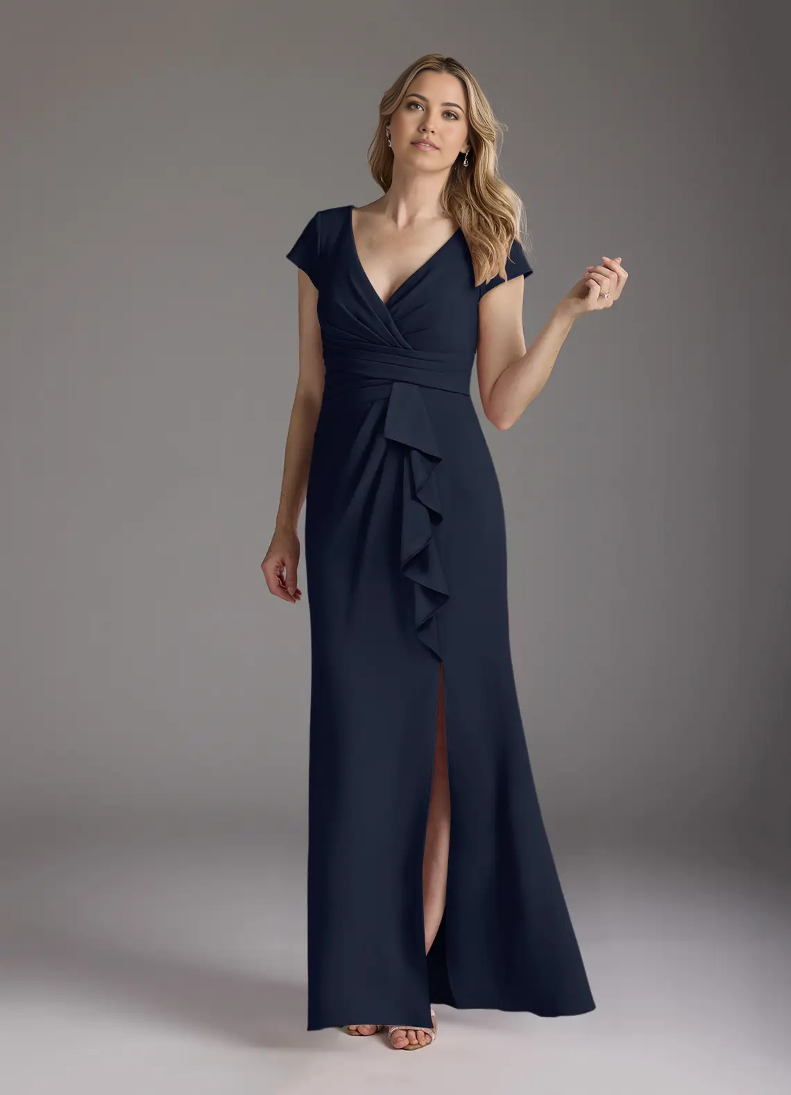 Mermaid V-Neck Pleated Dark Navy formal dresses evening dress Mother of the Bride Dresses